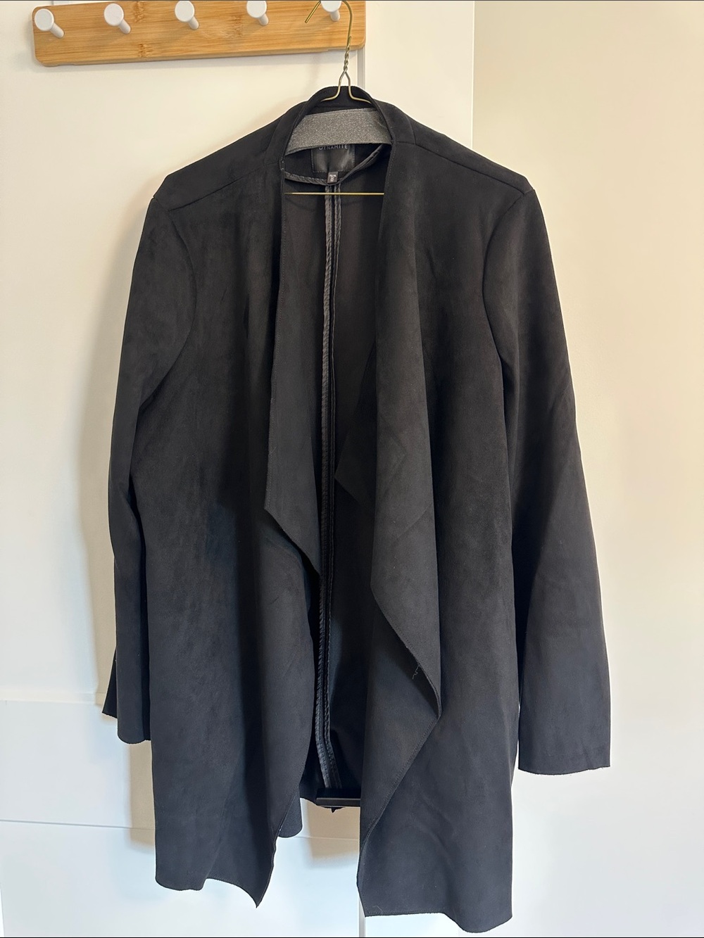 Dynamite faux suede Black Draped Open-Front Women's Jacket
